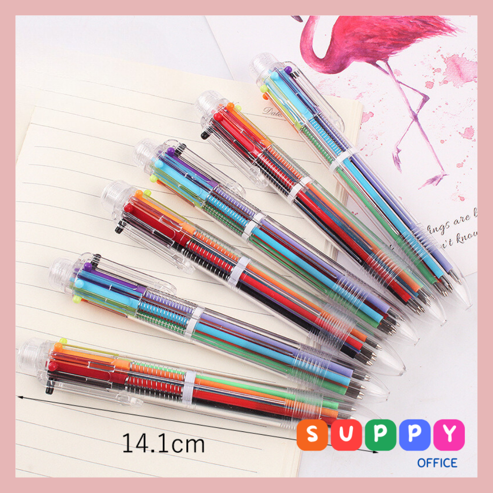 Bút bi 6 ngòi màu Suppy cực dễ thương, bút đánh dấu tiện dụng làm quà tặng