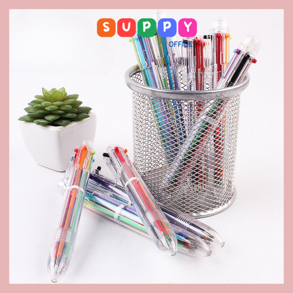 Bút bi 6 ngòi màu Suppy cực dễ thương, bút đánh dấu tiện dụng làm quà tặng