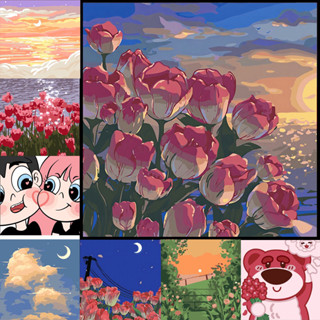 Tranh Tô Màu theo Số Hóa , tranh sơn dầu phong cảnh và nhân vật hoạt hình CÓ KHUNG VÀ DỤNG CỤ VẼ