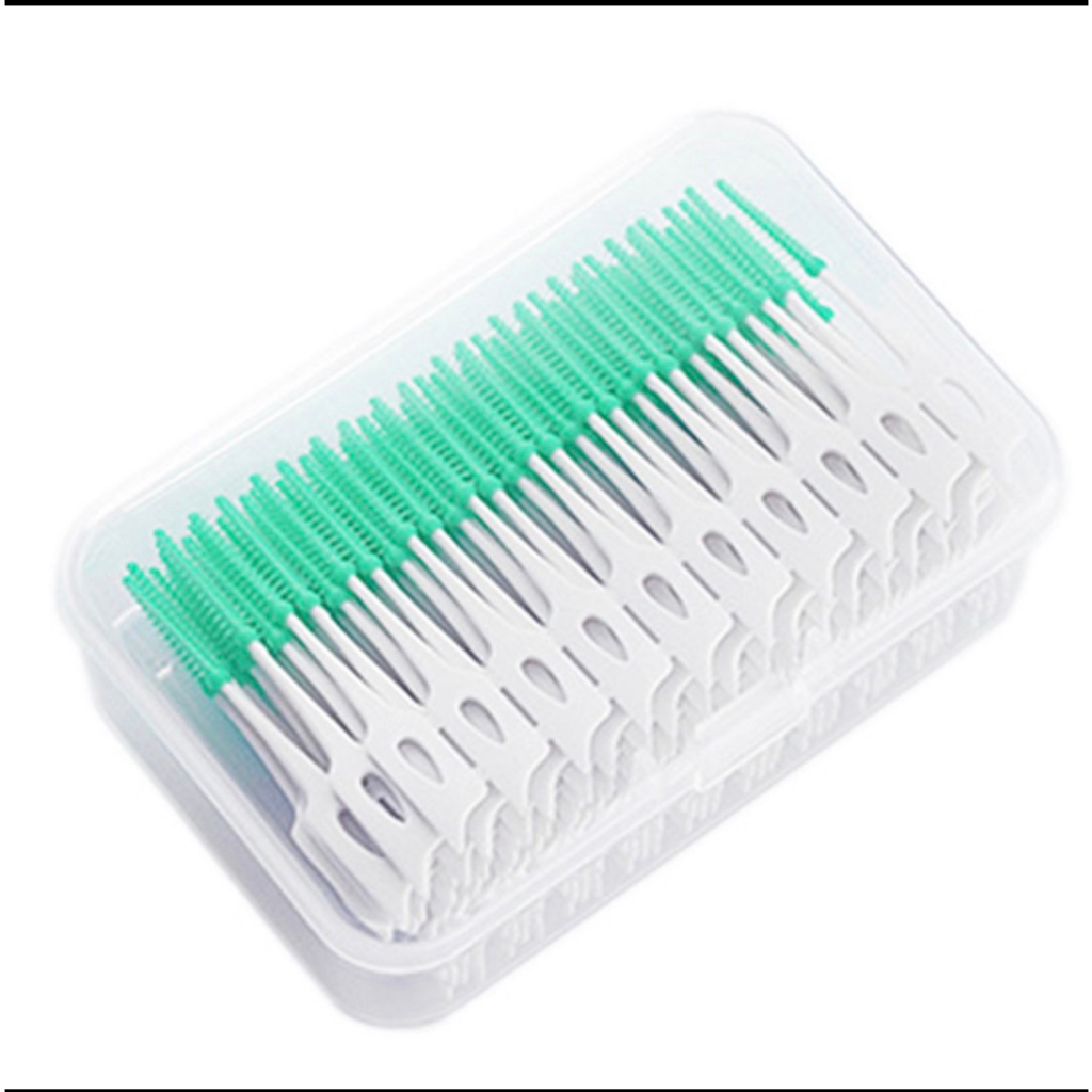 Tăm xỉa kẽ răng mát xa bằng silicon làm sạch răng miệng - bàn chải khoảng cách 40 nhánh/hộp và 160 nhánh/hộp