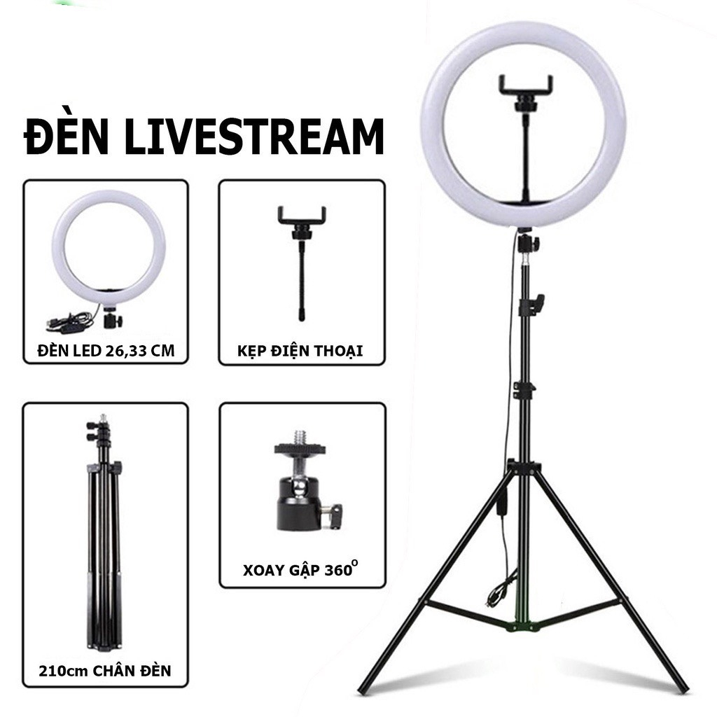 Đèn Livestream 26cm, 33cm Kèm Chân 2m1, 3 Chế Độ Đèn Tùy Chỉnh - HiTech