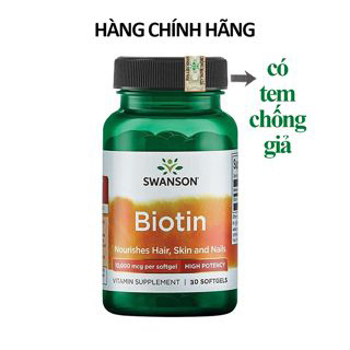 Viên bổ sung Biotin chính hãng Swanson Mỹ, ngăn rụng tóc và hỗ trợ mọc râu tóc