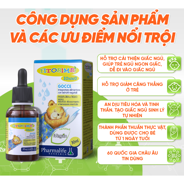 Siro Giúp Bé Ngủ Ngon Fitobimbi Sonno 30ml( 0-12) giúp bé ngủ ngon