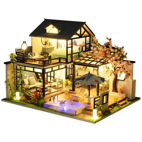 Kèm Mica và keo dán gỗ - Mô hình nhà gỗ lắp ráp búp bê Dollhouse DIY - P011 The Ink Garden