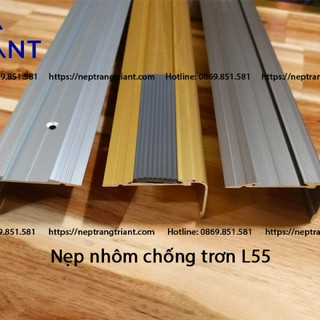 Nẹp nhôm chống trơn L55x30, có kèm dây cao su, nẹp chống trượt bậc thang, nẹp chống trơn tam cấp