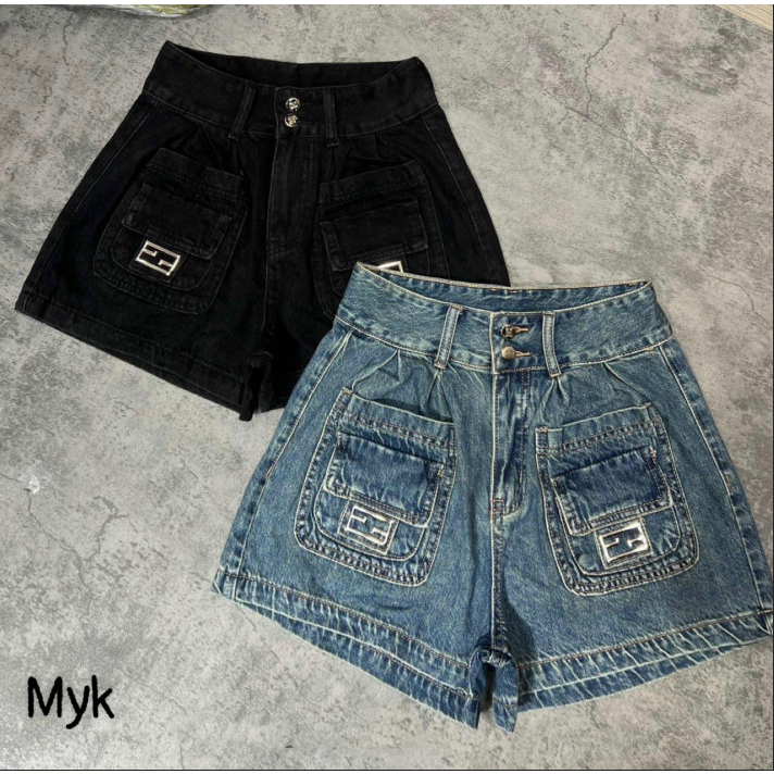 Quần short MYK Jeans - Quần short jean Túi Hộp Đính Khoen