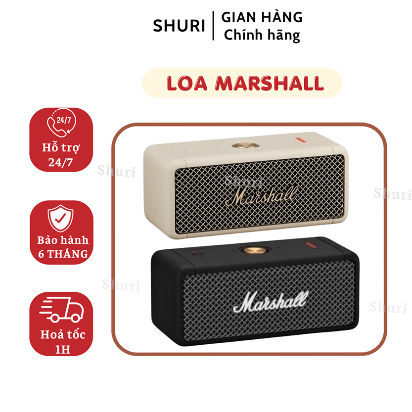 Loa Bluetooth Marshall Emberton M8 Thương Hiệu Hubert Cao Cấp Âm Thanh Vòm Pin Trâu Cực Chất - Bảo Hành 12 Tháng