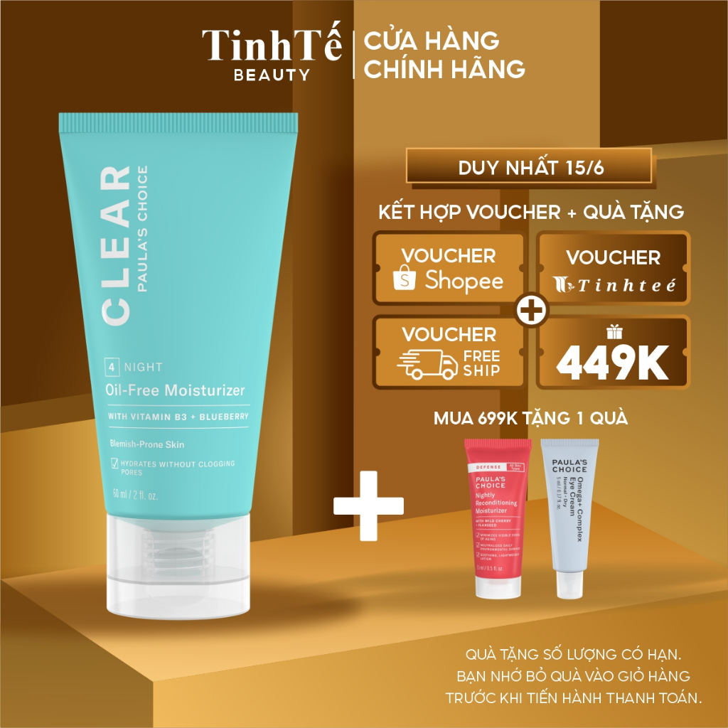 Kem dưỡng da dành cho da mụn Paula's Choice Clear Oil Free Moisturizer 15ml/60ml