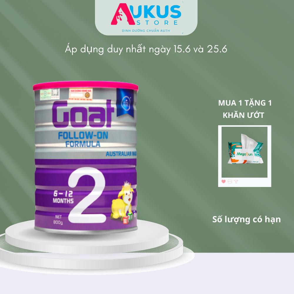 Sữa Dê Hoàng Gia Úc Phát Triển Não Bộ ROYAL AUSNZ Goat Follow-On Formula 2 Bổ Sung Dinh Dưỡng Cho Bé 800g