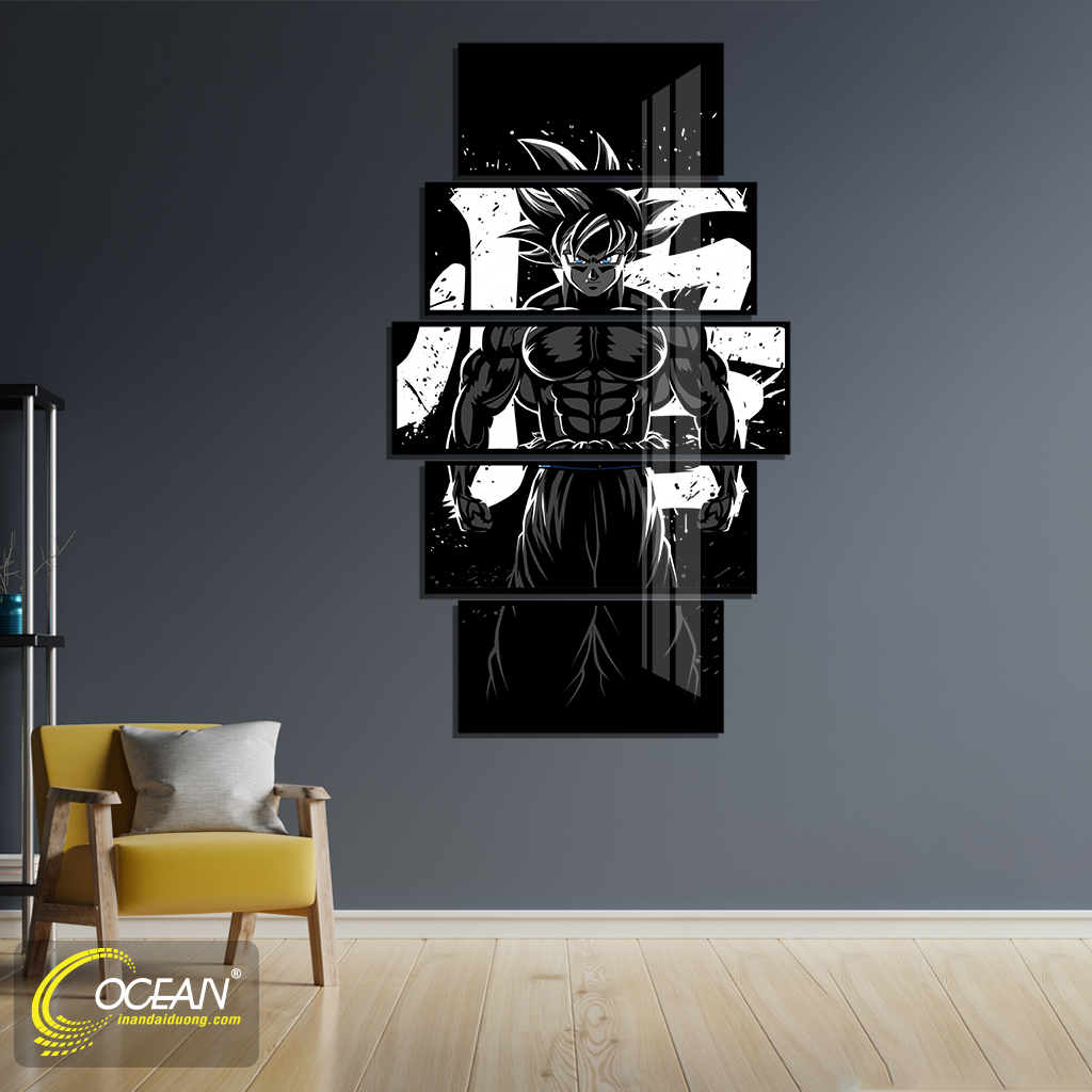 Tranh Treo Tường CEANPIC - Set 5 Tấm Tranh Ghép Songoku  - Tranh Dragon Ball - Tranh Anime - Tranh Tráng Gương