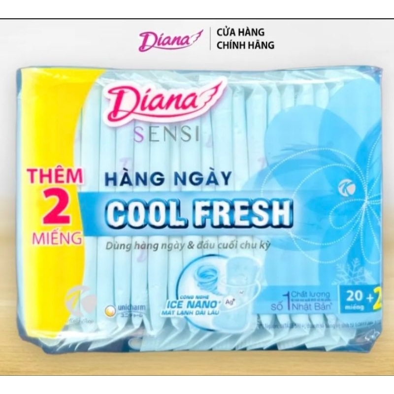 🏰HCM 🏰 Lốc 6 gói băng vệ sinh Diana hàng ngày cool fresh 20+2 miếng /1 gói