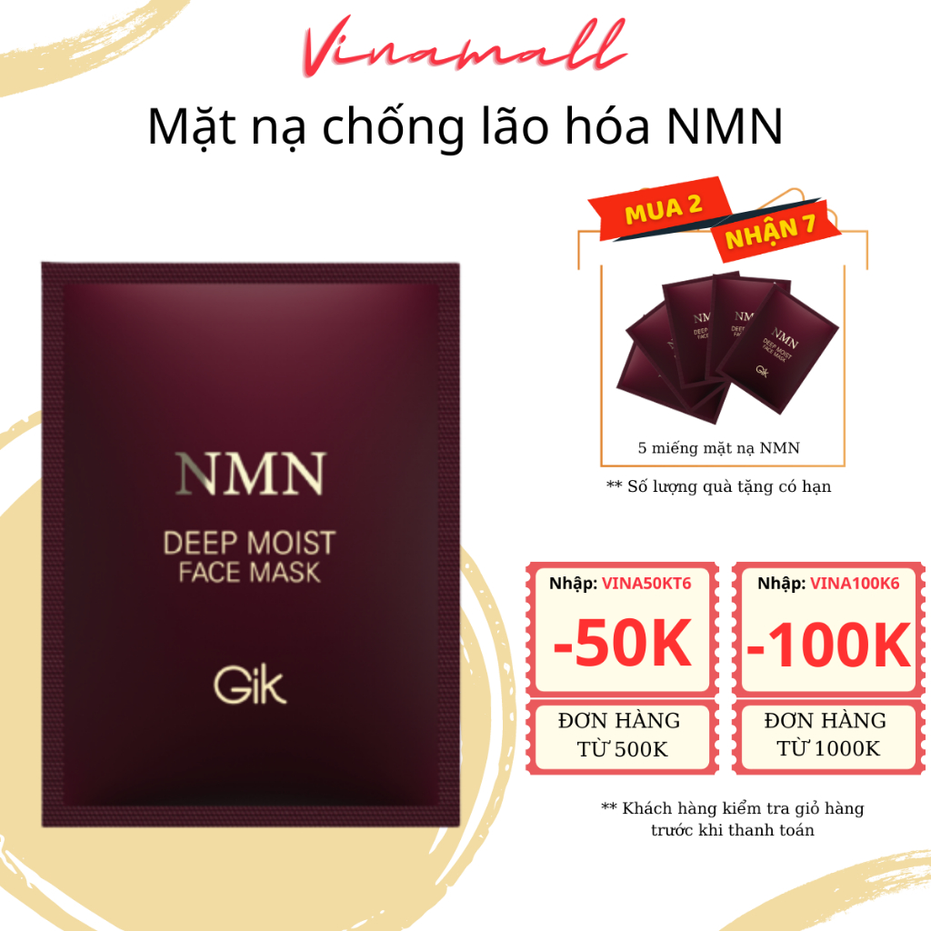 Mặt nạ NMN DEEP MOIST FACE MASK thương hiệu GIK cung cấp dưỡng ẩm, mịn màng hộp 10 miếng dùng cho mọi loại da