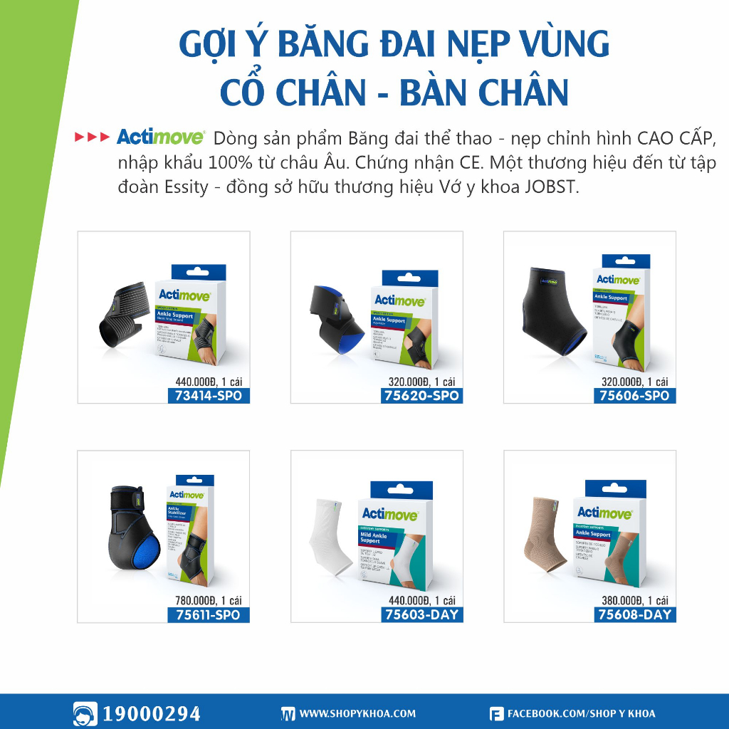 Bó Cổ Chân Thể Thao, Hở Gót Actimove , Màu Đen - Xanh Navy [75606-SPO]. Nhập Khẩu Châu Âu (1 Cái)