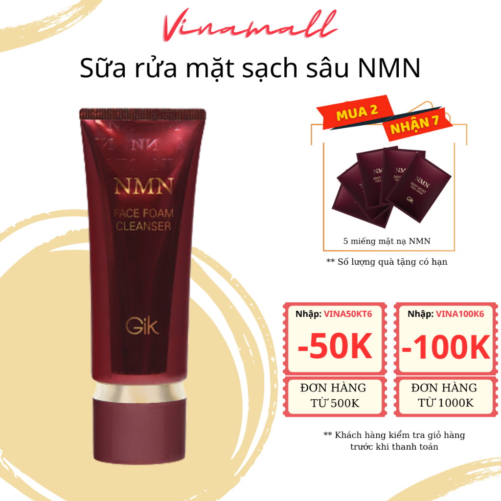 Sữa rửa mặt NMN FACE FOAM CLEANSER thương hiệu GIK làm sạch dạng bọt 1 tuýp 120ml giúp làm sạch sâu mọi bụi bẩn, cấp ẩm