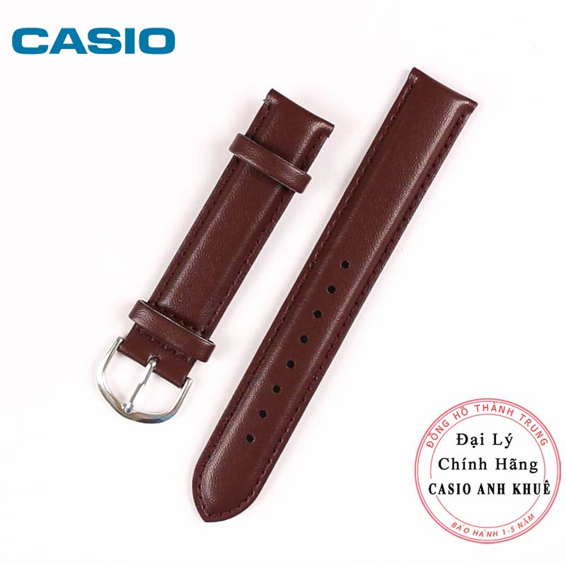 Dây da đồng hồ casio MTP-V300L-9 nâu đậm trơn 18mm