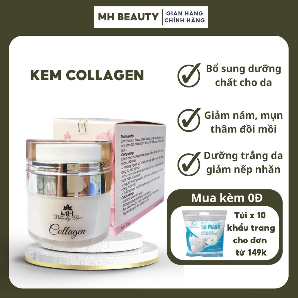 Kem Collagen Mh Beauty Spa Làm Mờ Thâm Sẹo Thu Nhỏ Lỗ Chân Lông Khắc Phục Tình Trạng Sần Sùi Ở Da