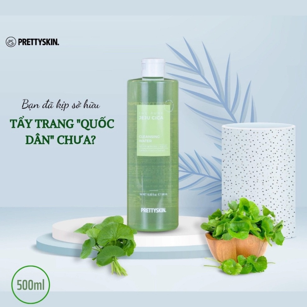 Nước tẩy trang ngừa mụn rau má Jeju Cica Prettyskin 500ml - Chăm sóc da hiệu quả từ thiên nhiên