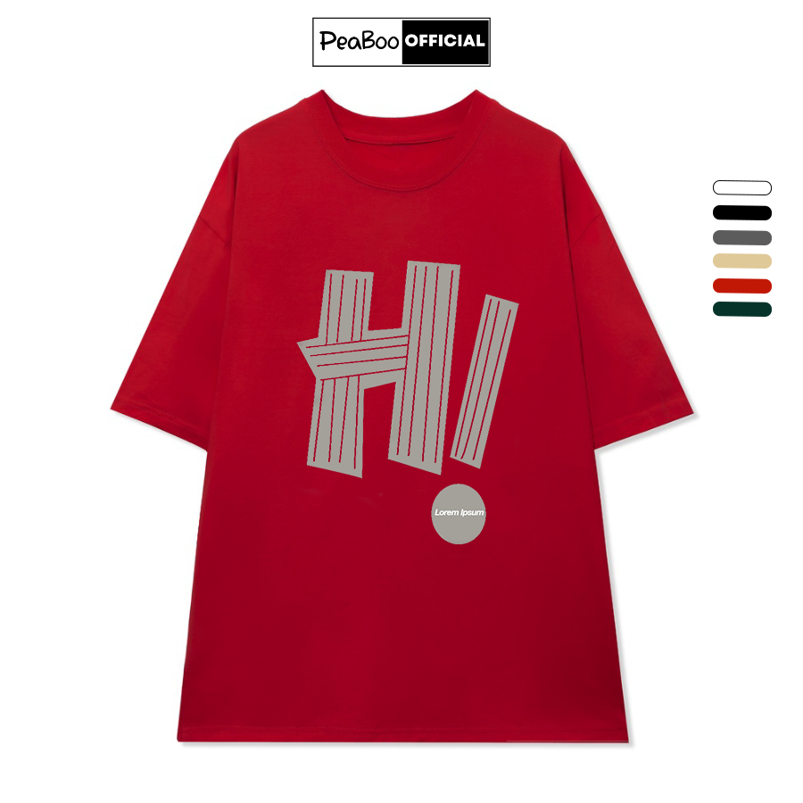 Áo Thun Nữ, Áo Phông Unisex By PEABOO Mã TN HI Chất Cotton Thoáng Mát Form Rộng Tay Lỡ Cho Nam Nữ