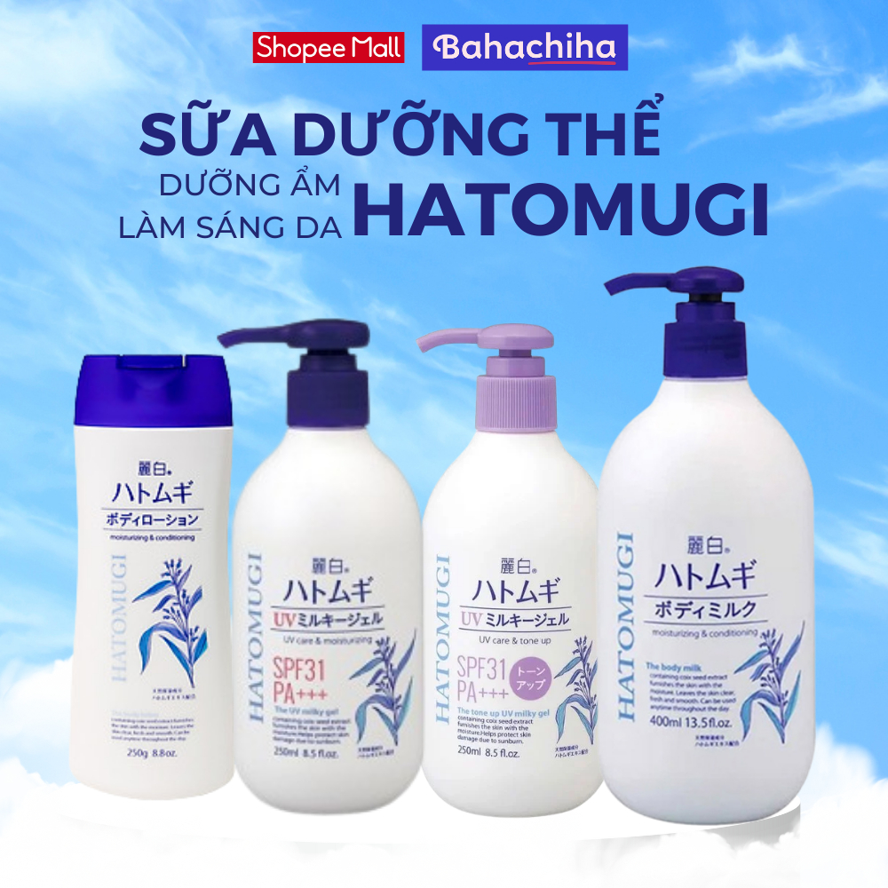 Sữa dưỡng thể chống nắng Hatomugi KUMANO UV Milky Gel SPF31 PA Chiết xuất hạt ý dĩ - BAHACHIHA