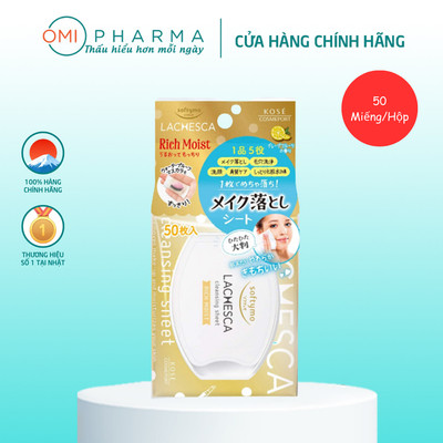 Khăn Ướt Tẩy Trang Siêu Dưỡng Ẩm Kose Nhật Bản Softymo Lachesca 50 Miếng
