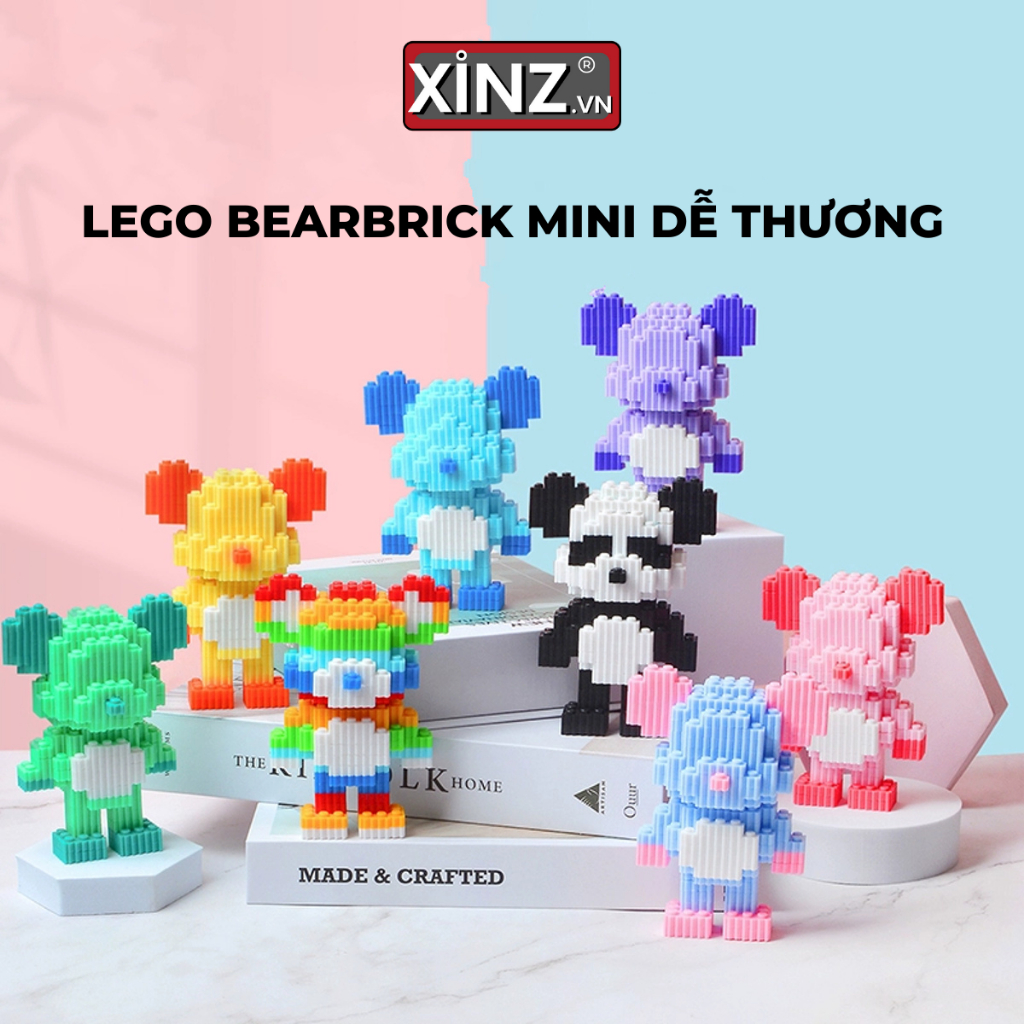 Mô Hình Lắp Ráp Gấu Bearbrick Mini 3D Siêu Cute Dễ Thương Nhiều Mẫu Chính Hãng Xinz 490 Chi Tiết