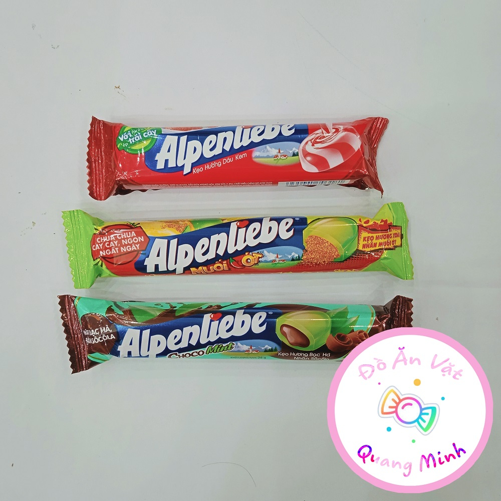 Kẹo cứng Alpenliebe hương dâu kem, bạc hà nhân socola,xoài nhân muối ớt gói 26g ,kẹo ngậm Alpeliebe ngon hấp dẫn