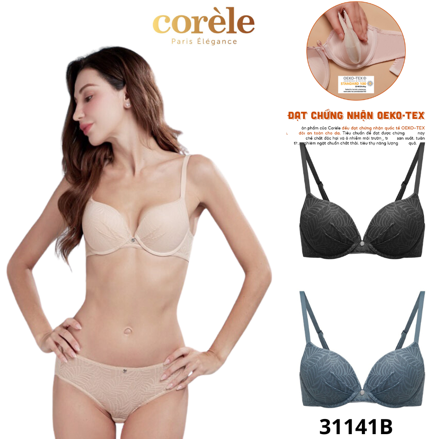 Aó Lót/ Áo Ngực Nữ Có Gọng Đệm Vừa Siêu Ôm Form Chuẩn, An Toàn Oeko - Tex Từ Corèle Pháp - Mã Sản Phẩm 31141B - Quần 02141B