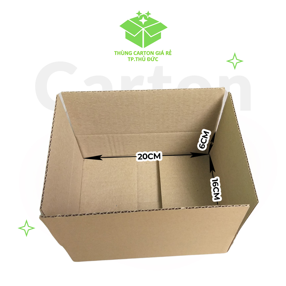 Combo 10 Hộp Carton đóng gói hàng kích thước 20x16x6cm - Giá rẻ Thủ Đức - Hoả tốc nhận hàng ngay