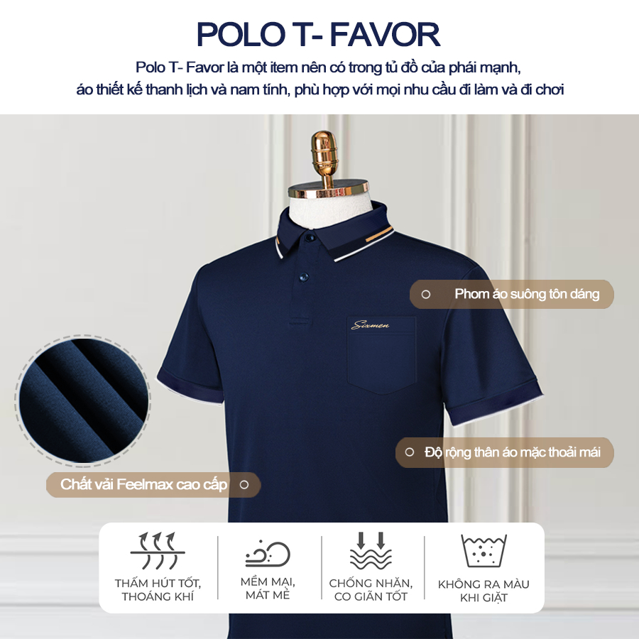 Áo Polo nam cổ bẻ CÓ TÚI Logo Thêu  SIXMEN - vải cá sấu CVC cotton dày dặn thoáng mát, nam tính