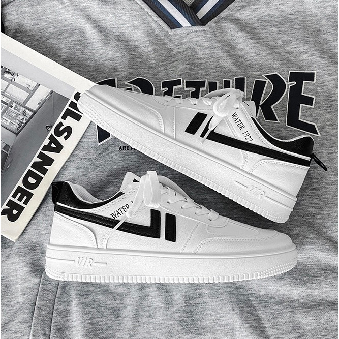 Giày thể thao nam nữ màu trắng 1, đế cao khâu đế - 1927