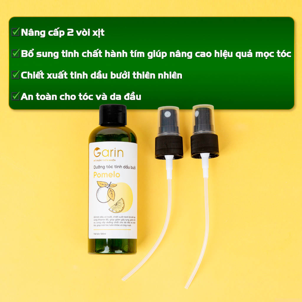 Xịt dưỡng tóc tinh dầu bưởi kích mọc tóc ngăn rụng tóc pomelo giảm hư tổn chẻ ngọn GARIN 100ml