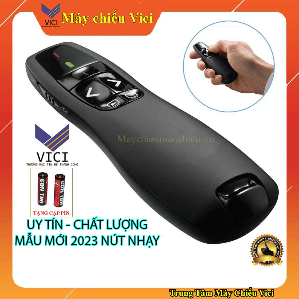 Bút Trình Chiếu Slide R400 PowerPoint Laser 2.4G. Bút Chỉ Máy Chiếu Màu Đen, Nút Ấn Nhạy, Phiên Bản Nâng Cấp 2023