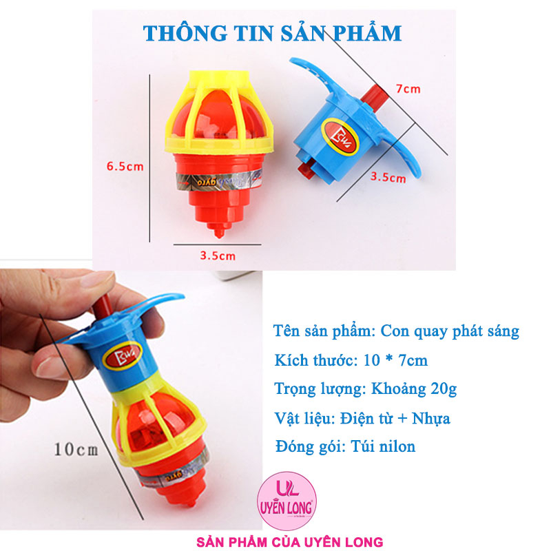 Con Quay, Cù Quay Phát Sáng Cho Bé, Đa Dạng Màu Sắc, Nhựa An Toàn Khi Chơi