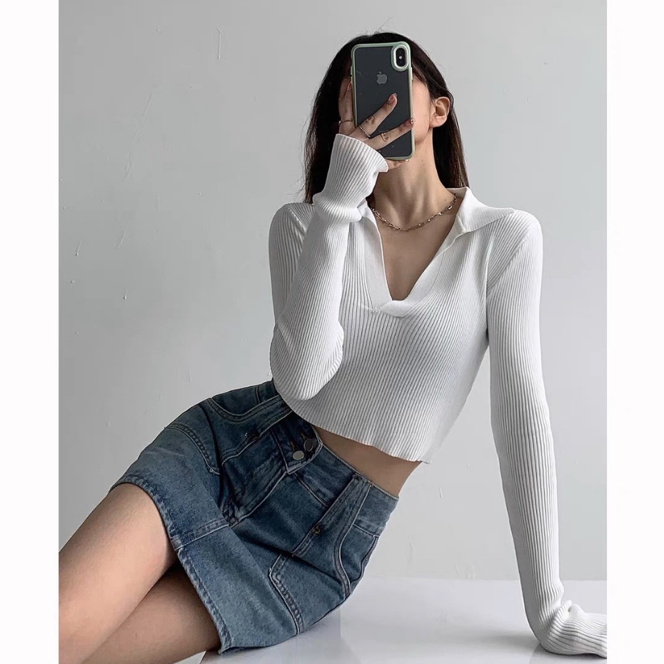 Chân Váy Jeasn Nữ Dáng Ngắn Lưng Cao Phối 2 Khuy Chất Jeans Denim Cao Cấp Gomtrend CV6995