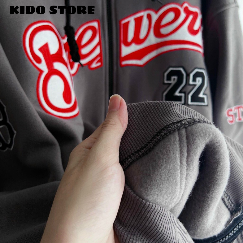 Áo khoác nỉ bông form rộng unisex nam nữ hoodie có dây kéo dày dặn JK67