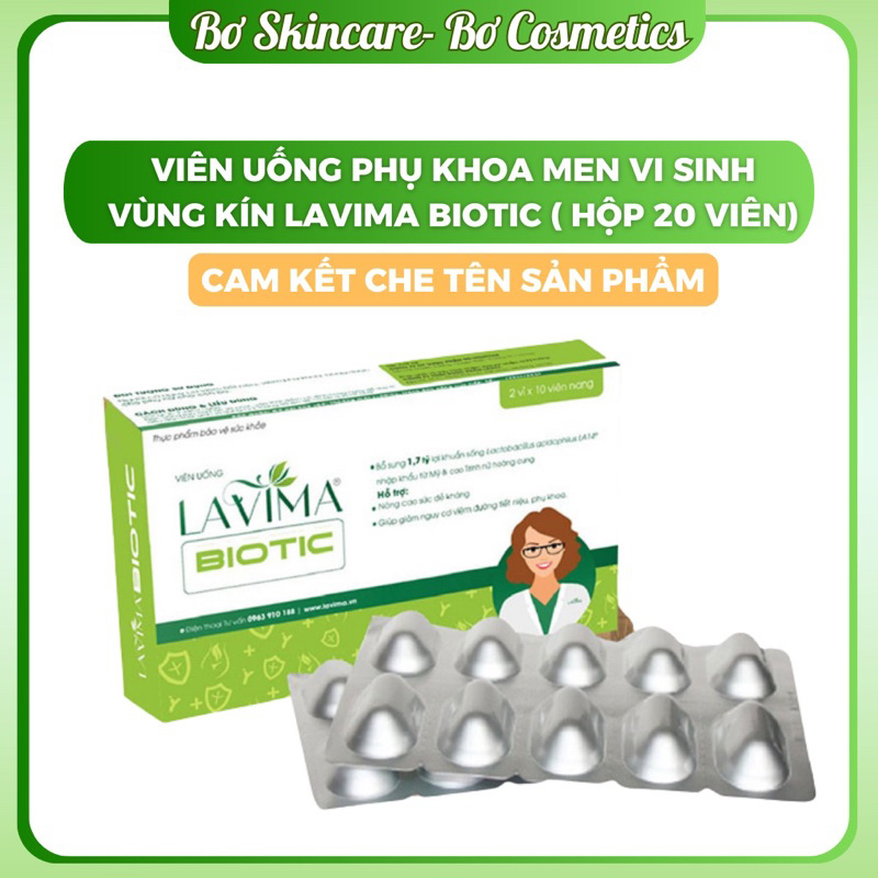 (HOẢ TỐC) Viên uống phụ khoa men vi sinh vùng kín LAVIMA BIOTIC ( hộp 20 viên)