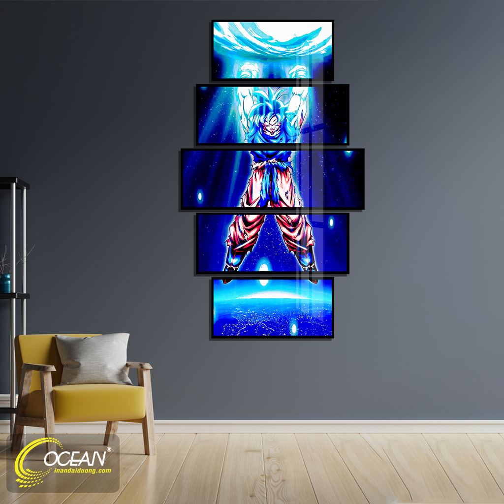 Tranh Treo Tường CEANPIC - Set 5 Tấm Tranh Ghép Songoku  - Tranh Dragon Ball - Tranh Anime - Tranh Tráng Gương