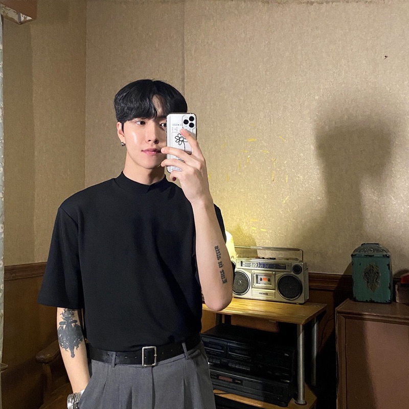 Áo thun cổ cao 3 phân cao cấp Unisex