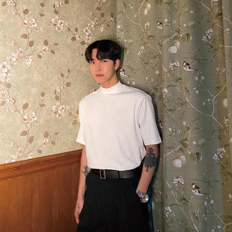 Áo thun cổ cao 3 phân cao cấp Unisex