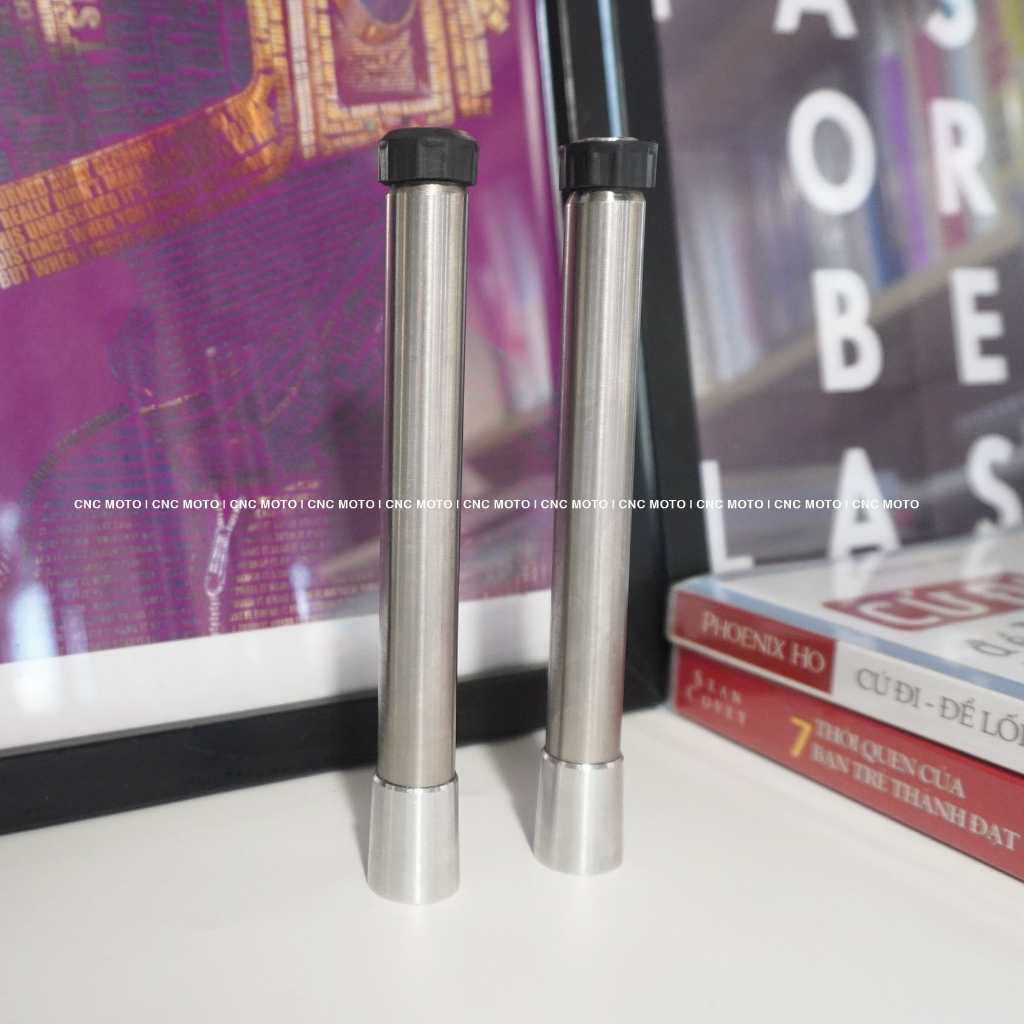 Cặp cốt đóng ghi đông inox CNC MOTO mẫu có cao su chống rung dành cho nhiều dòng xe