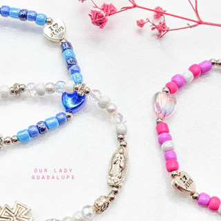 [NEW 2023] Vòng mân côi mix hạt thiết kế handmade freesize MOONGEM, phụ kiện quà tặng Công Giáo