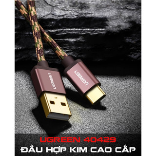 Cáp USB 2.0 to USB C UGREEN 40429 US250 (Sạc & truyền dử liệu 480Mbps,đầu Mạ vàng,dây dù dài 1M)