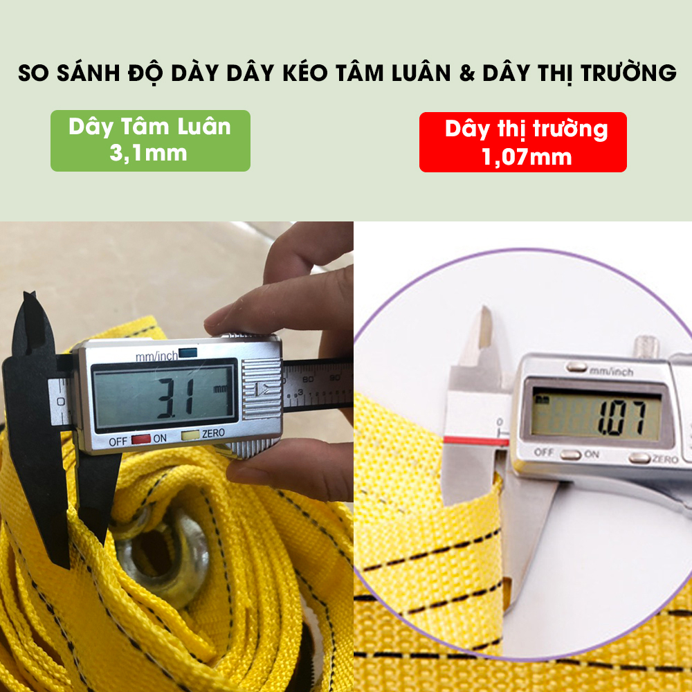 Bộ cứu hộ ô tô chịu tải 5 tấn dây dù kéo cho xe oto 4-9 chỗ, phụ kiện xe hơi Tâm Luân