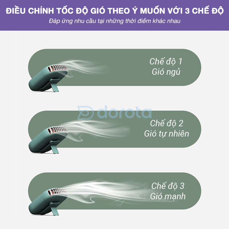 Quạt tích điện mini cầm tay DOROTA đeo cổ tiện lợi dung lượng 2000mAh DQ203