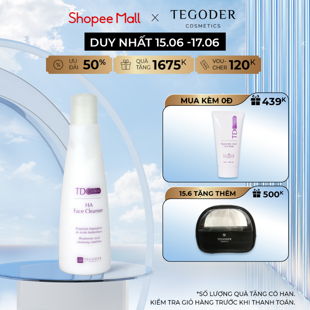 Sữa rửa mặt làm dịu và cấp ẩm cho da Tegoder HA Face Cleanser 200 ml 7467