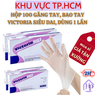 Hộp 100 găng tay, bao tay Victoria siêu dai dùng 1 lần làm bếp, nấu ăn vệ sinh, kháng khuẩn, chống mùi hôi, dẻo dai