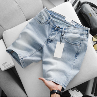 Quần short jean nam màu bạc trơn co giãn slim fit ôm nhẹ dáng thời trang vnxk cao cấp