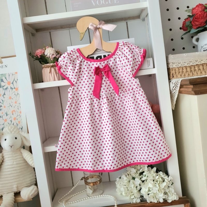 (sale)Váy chấm hồng, váy bé gái nơ xinh🎀
