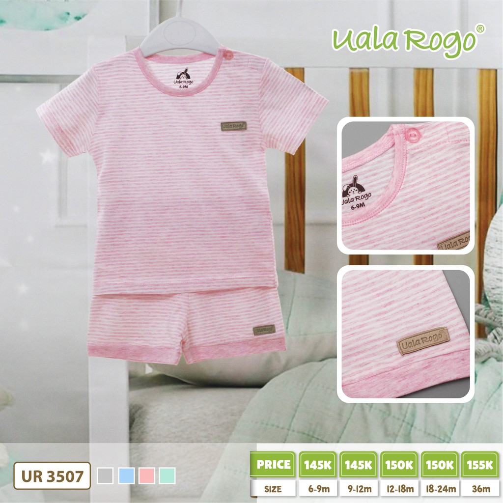 Bộ Quần Áo Cộc Tay Cài Vai Uala Rogo (UR1003507) kẻ nhỏ hồng