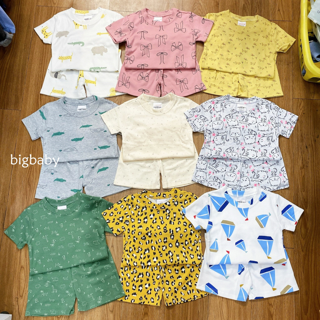 (Link 1) Bộ thun ngắn Bigbaby chất thun cotton hàng xuất mềm mát họa nhiều đáng yêu cho bé 10-22kg